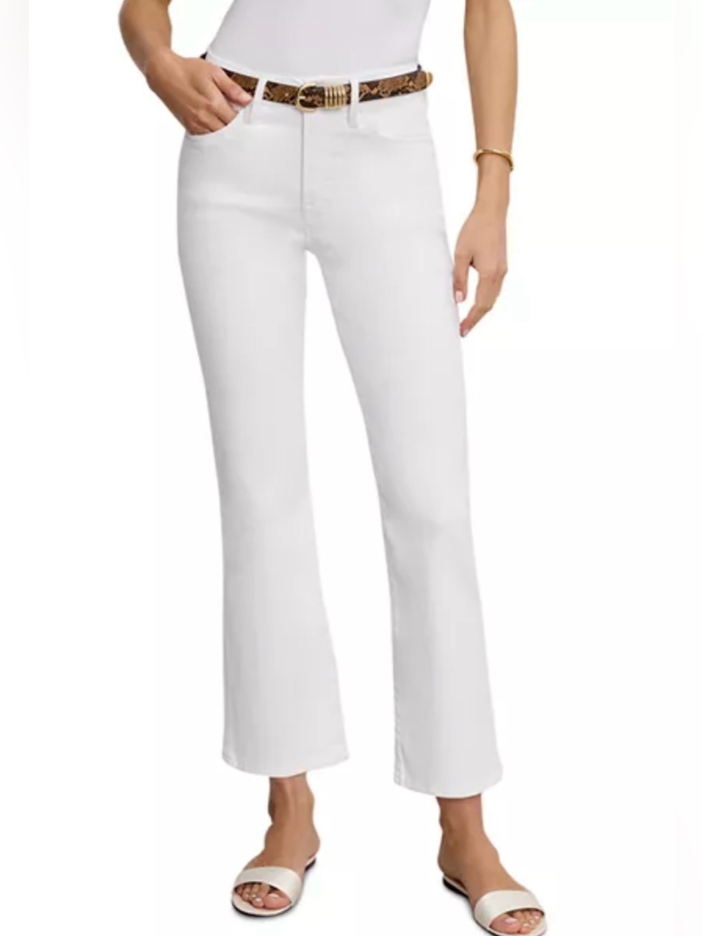 Good American Good Legs Crop Mini Boot Jeans White Size 15